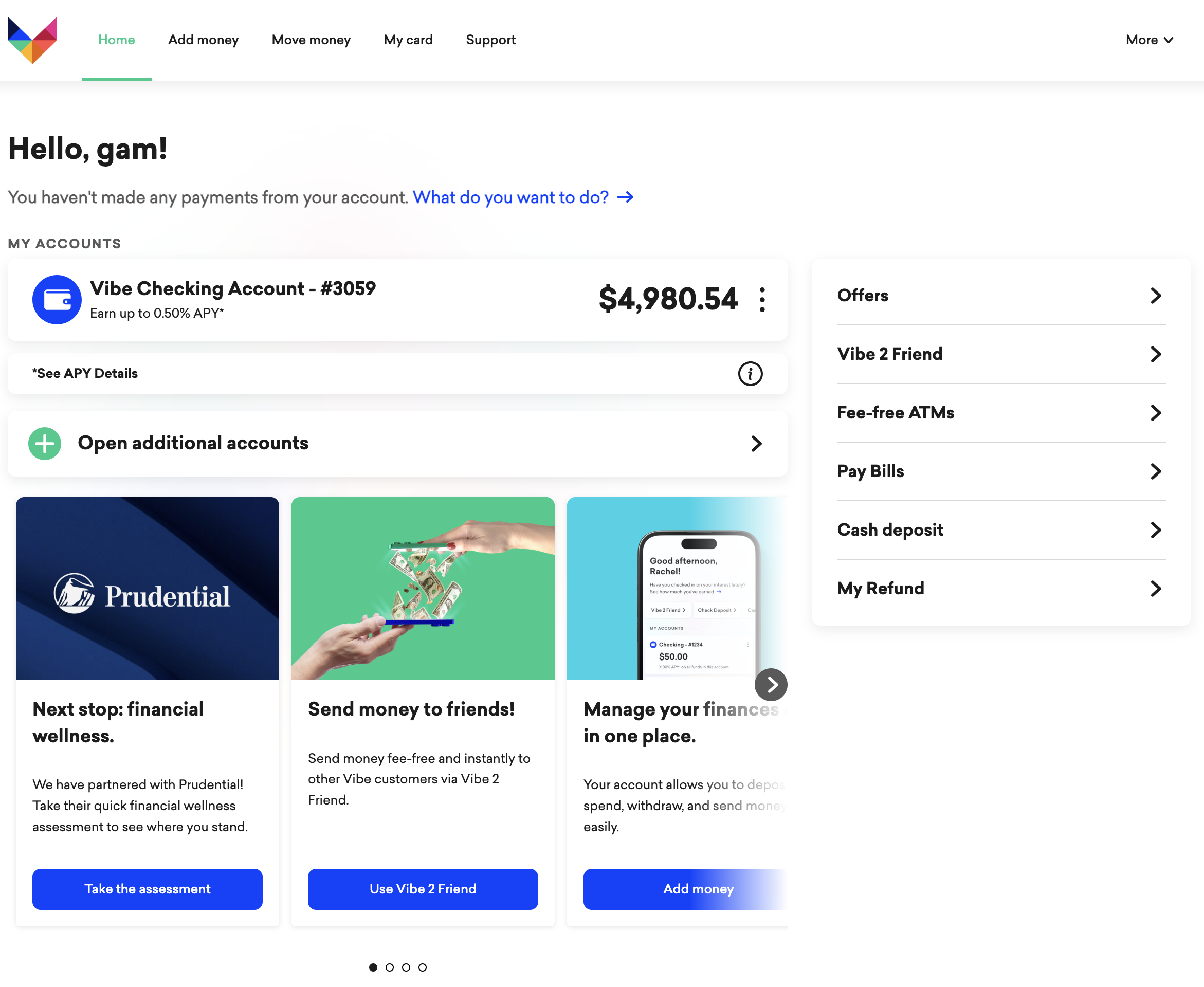 Vibe Banking landing page